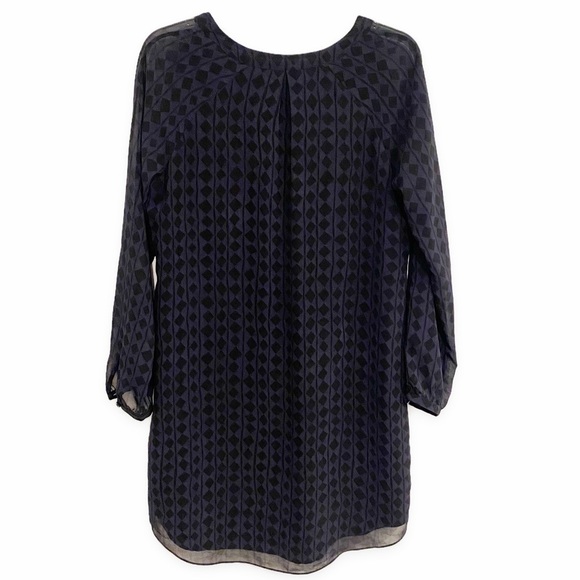 Cabi | Harlequin Shift Dress Sheer Diamond Navy Black Size XS - Picture 3 of 7
